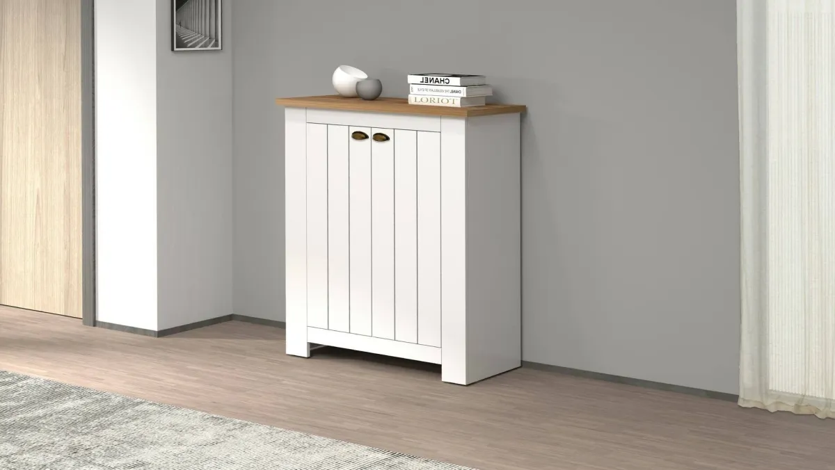 Bagno|Scarpiere > Dmora Scarpiera 2 ante rovere 84x100h cm - Adriatica Marrone Rovere