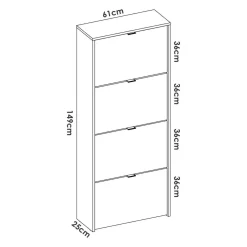 Scarpiera 4 ante rovere 61x149h cm - Arsa