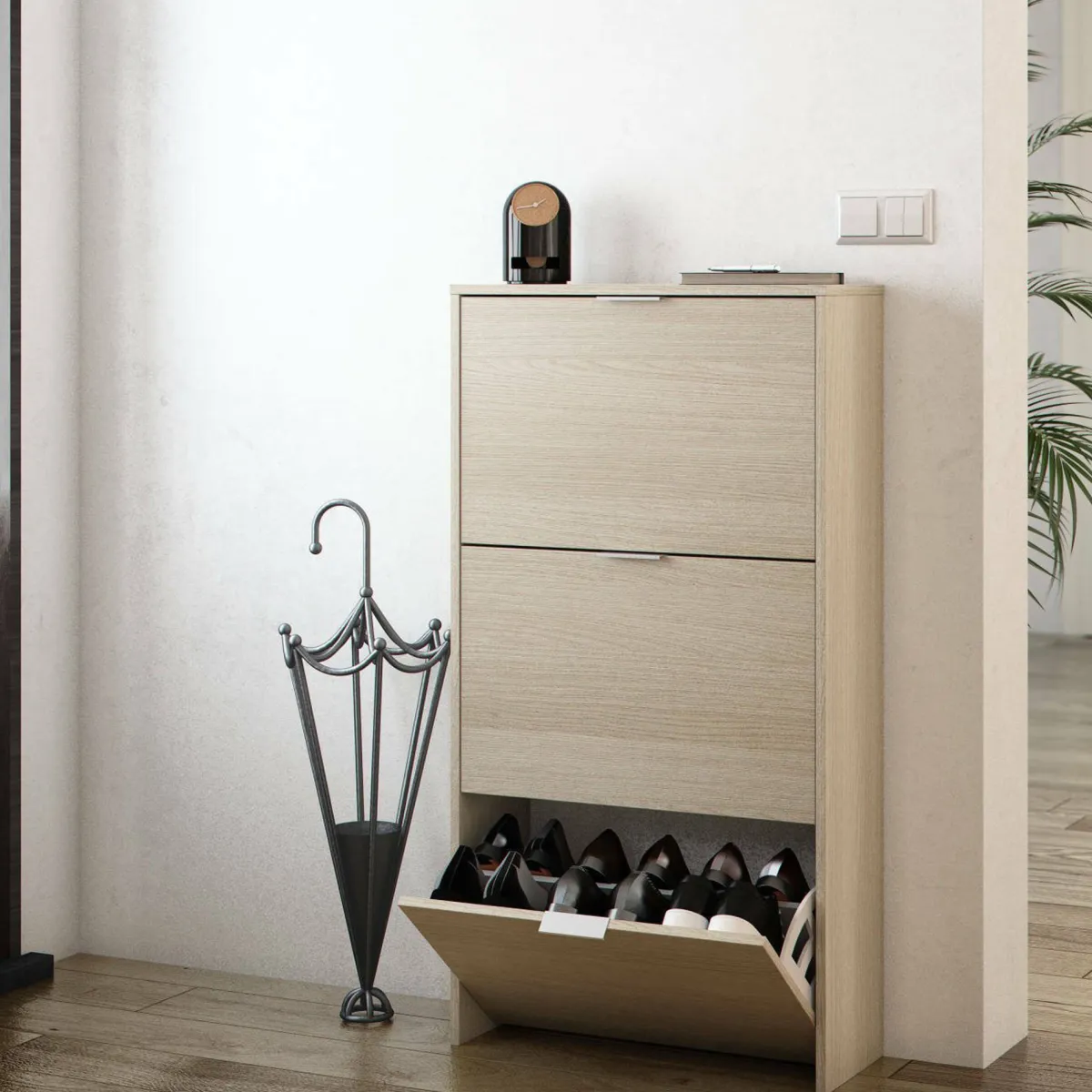 Bagno|Scarpiere > Dmora Scarpiera 3 ante rovere 60x113h cm - Asca Marrone Rovere