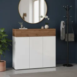 Bagno|Scarpiere > Dmora Scarpiera 4 ante rovere 114x100h cm - Griselda Marrone Rovere