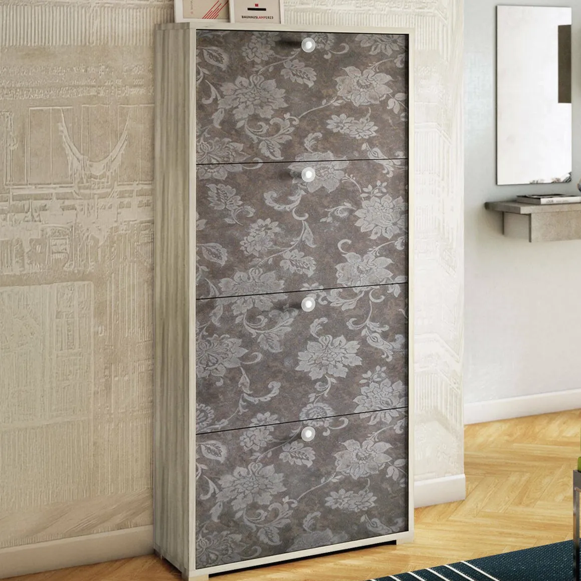 Scarpiera 4 ante rovere 67x147h cm in legno - Adeindein