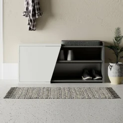 Scarpiere > Dmora Scarpiera antracite e bianca 104x47h cm - Neneng Bianco, Nero Antracite