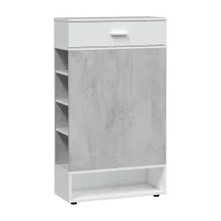 Bagno|Scarpiere > Dmora Scarpiera aperta con 1 cassetto cemento e bianca 67x119h cm - Idea Bianco, Grigio Cemento