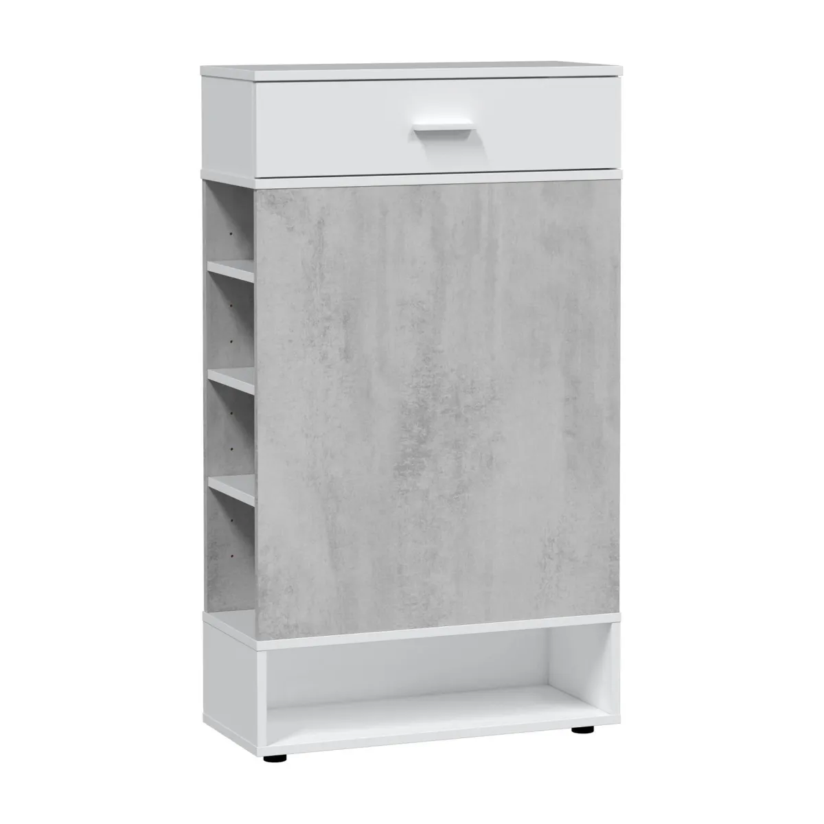 Bagno|Scarpiere > Dmora Scarpiera aperta con 1 cassetto cemento e bianca 67x119h cm - Idea Bianco, Grigio Cemento