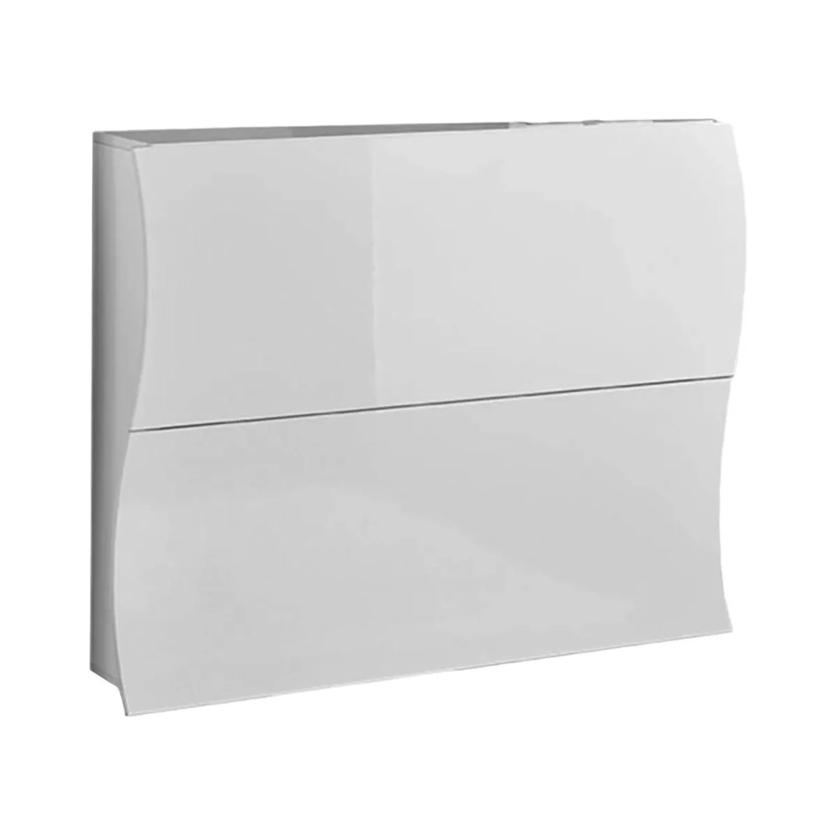 Bagno|Lavanderia > Dmora Scarpiera arrotondata 2 ante bianca lucida 101x82h cm 16 paia - Ape Bianco Lucido