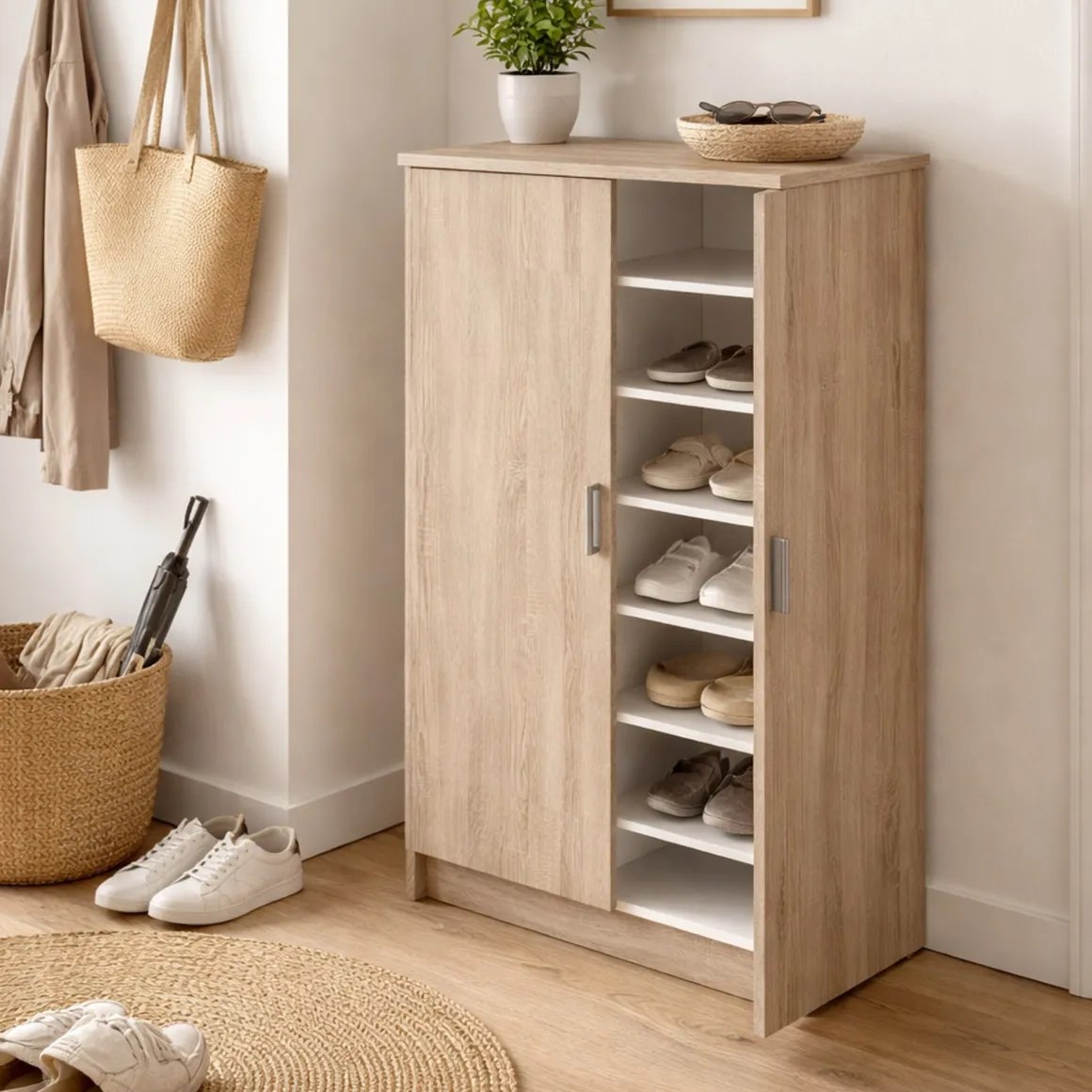 Scarpiera basic 2 ante rovere 54x108h cm - Abram