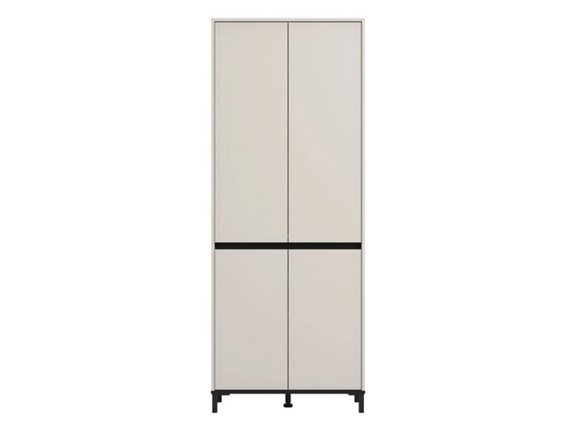 Scarpiera Beige Nero 9 Ripiani 4 Ante 80x40x205.5h cm, Piedini Inclusi - Peligni