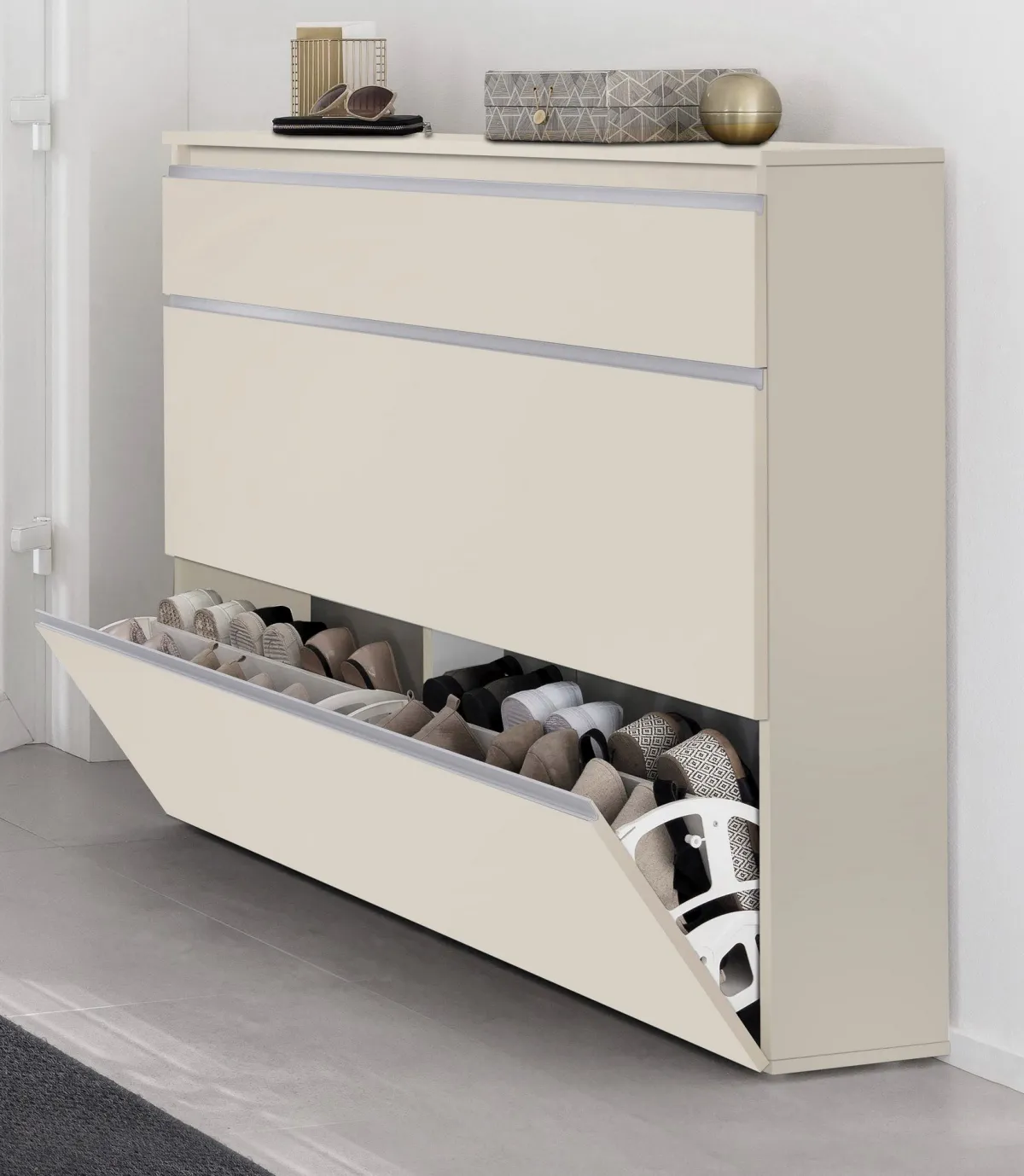Scarpiere > Dmora Scarpiera 9 Ripiani 16 Paia 120x26.5x108h cm, 9 Vani - Marconi Beige