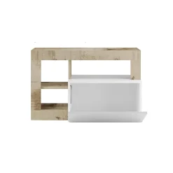 Scarpiere > Dmora Scarpiera bianca lucida e acacia 91x58h cm - Adonide Marrone Acacia, Bianco Lucido