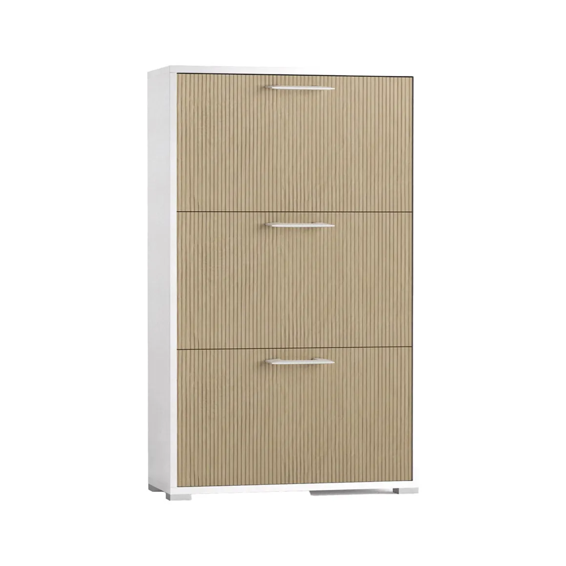 Scarpiere > Dmora Scarpiera Bianco Beige un Ripiano 24 Paia 67x28x147h cm, 4 Vani - Pienza Beige, Bianco