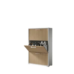 Scarpiere > Dmora Scarpiera Bianco Beige un Ripiano 24 Paia 67x28x147h cm, 4 Vani - Pienza Beige, Bianco