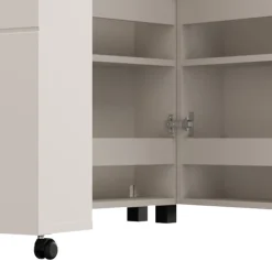 Scarpiere > Dmora Scarpiera Bianco Crema Nero 15 Ripiani 2 Ante 92x33x185h cm, Ante con Doppia Capienza, Apertura con Ruote - Bled Nero, Bianco Crema