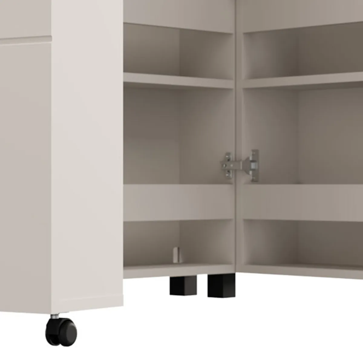 Scarpiere > Dmora Scarpiera Bianco Crema Nero 15 Ripiani 2 Ante 92x33x185h cm, Ante con Doppia Capienza, Apertura con Ruote - Bled Nero, Bianco Crema