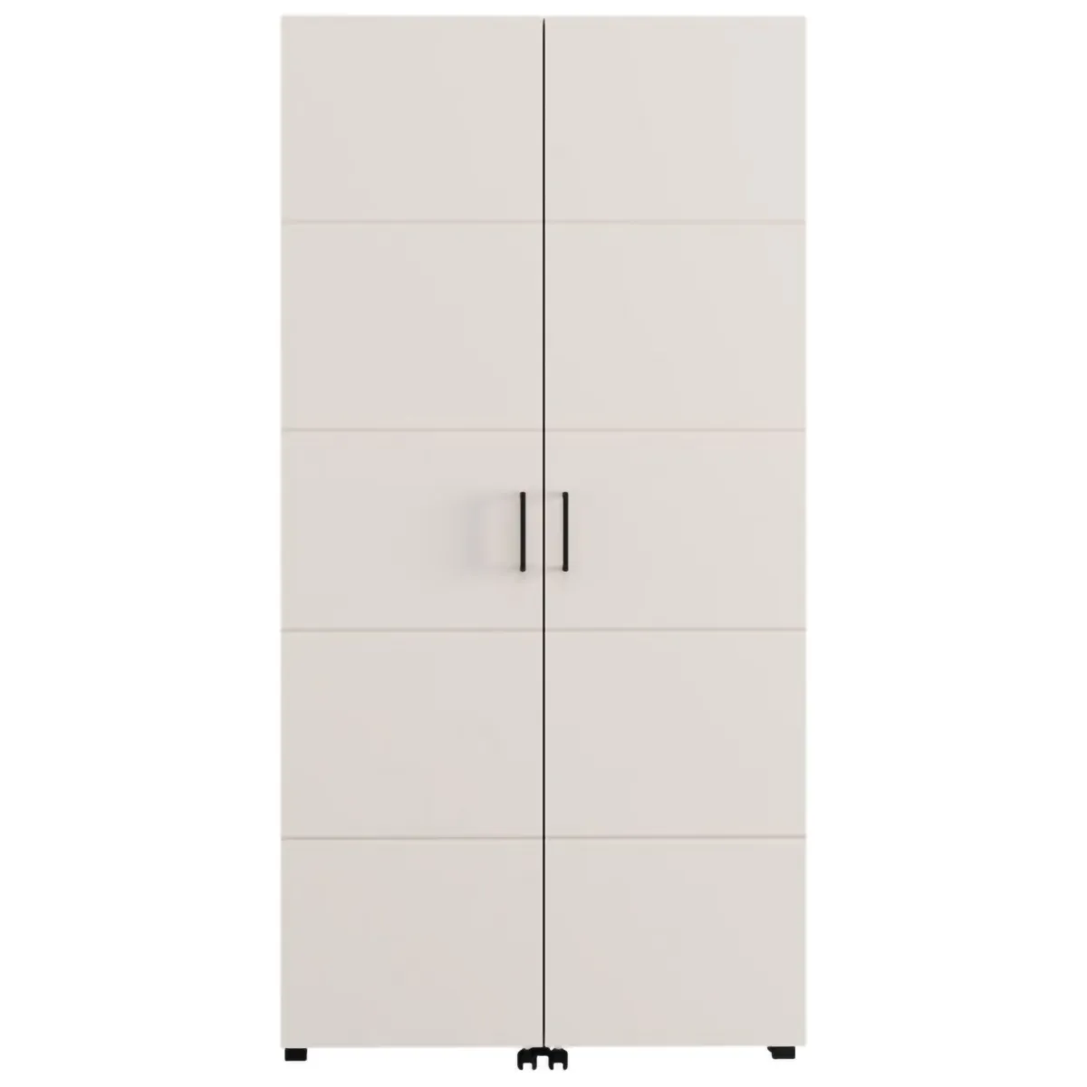 Scarpiere > Dmora Scarpiera Bianco Crema Nero 15 Ripiani 2 Ante 92x33x185h cm, Ante con Doppia Capienza, Apertura con Ruote - Bled Nero, Bianco Crema