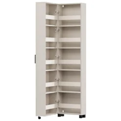 Scarpiera Bianco Crema 10 Ripiani Un'anta 46x33x185h cm, Ante con Doppia Capienza, Apertura con Ruote - Visby