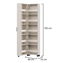 Scarpiera Bianco Crema 10 Ripiani Un'anta 46x33x185h cm, Ante con Doppia Capienza, Apertura con Ruote - Visby