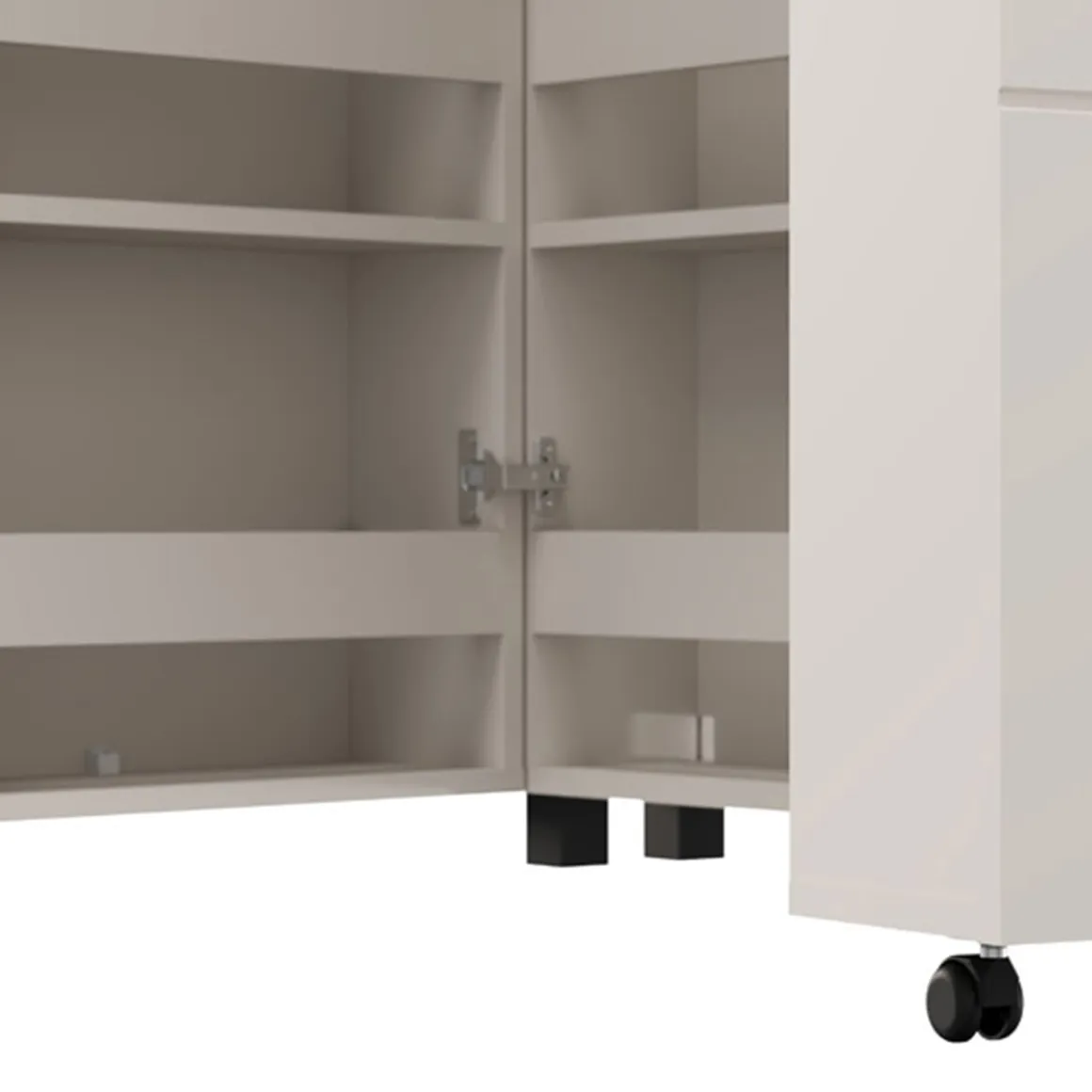 Scarpiera Bianco Crema 9 Ripiani 2 Ante 92x33x113h cm, Ante con Doppia Capienza, Apertura con Ruote - Ystad