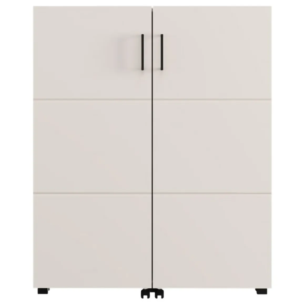 Scarpiera Bianco Crema 9 Ripiani 2 Ante 92x33x113h cm, Ante con Doppia Capienza, Apertura con Ruote - Ystad