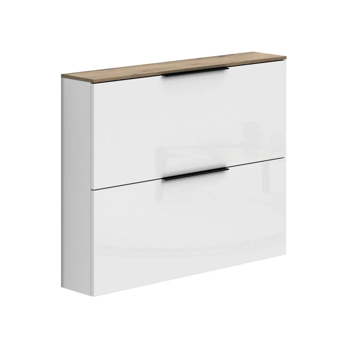 Scarpiera Bianco Lucido Cassetti Ripiani 100x19x80h cm, 10 Paia - Faloppio
