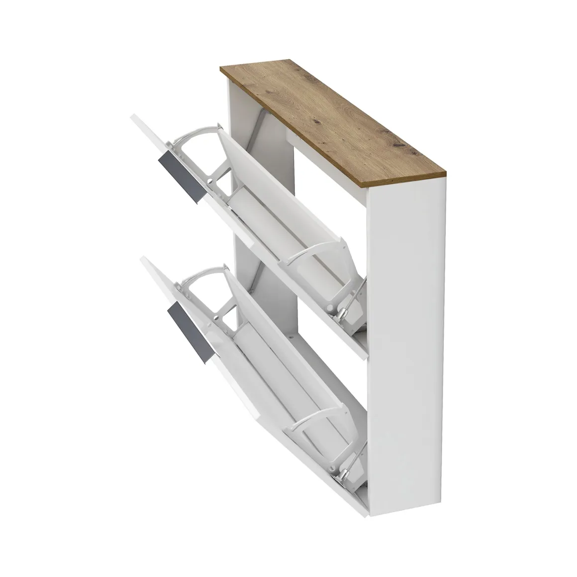 Scarpiera Bianco Lucido Cassetti Ripiani 100x19x80h cm, 10 Paia - Faloppio