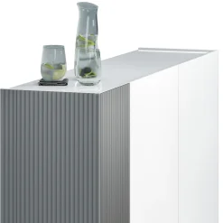 Scarpiere > Dmora Scarpiera Bianco Lucido Grigio 10 Ripiani 28 Paia 145x34x115h cm, 12 Vani - Caresana Grigio, Bianco Lucido