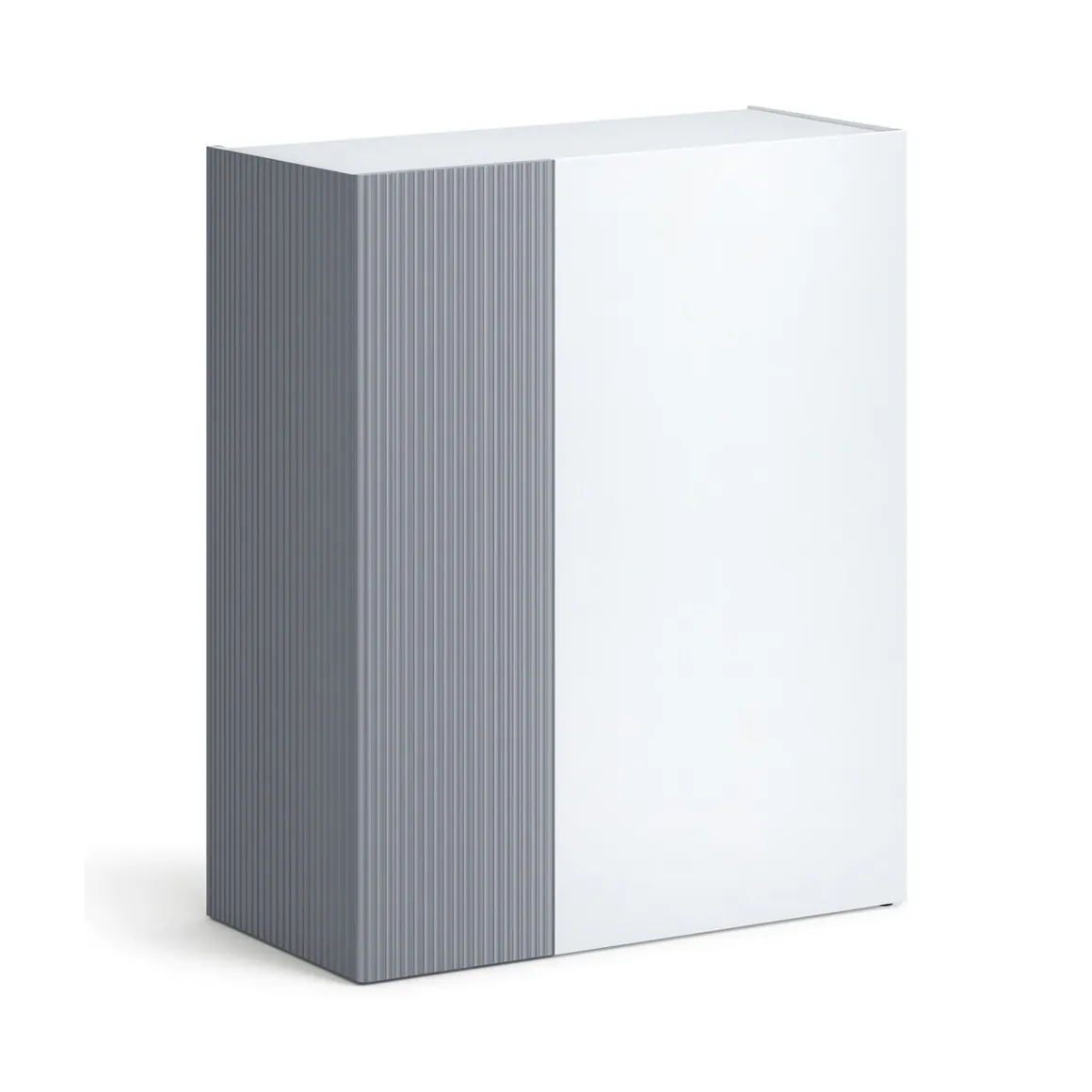 Scarpiera Bianco Lucido Grigio 5 Ripiani 20 Paia 87x34x115h cm, 6 Vani - Caresana