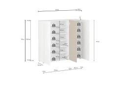 Scarpiere > Dmora Scarpiera Bianco Lucido Marrone Rovere 10 Ripiani 24 Paia 120x34x115h cm, 3 Ante - Palasio Marrone Rovere, Bianco Lucido