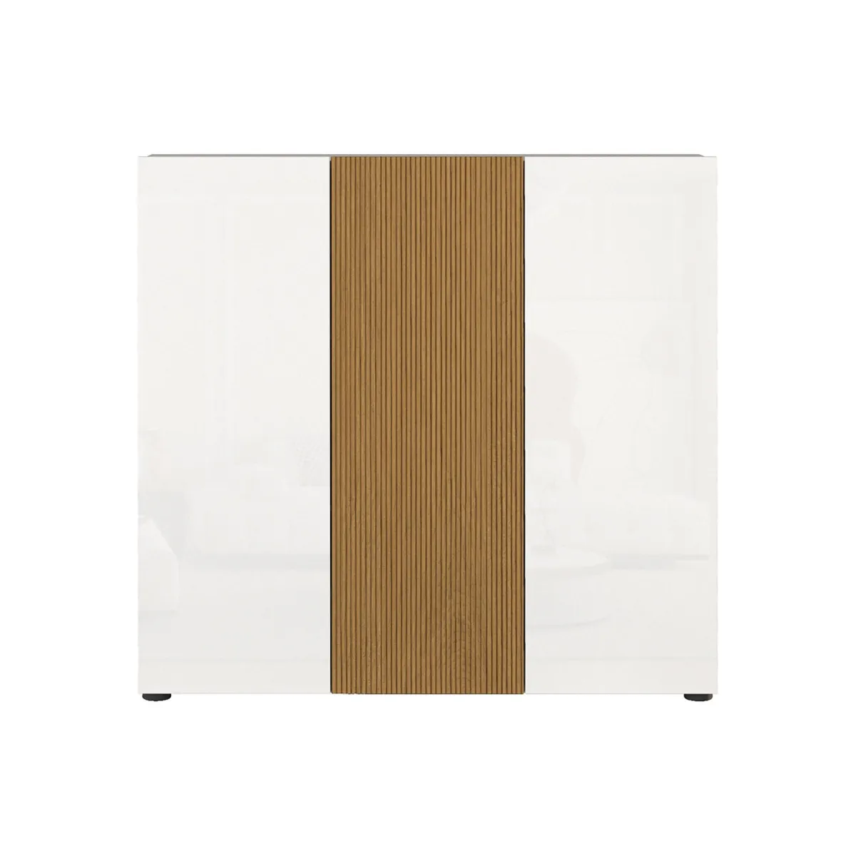 Scarpiere > Dmora Scarpiera Bianco Lucido Marrone Rovere 10 Ripiani 24 Paia 120x34x115h cm, 3 Ante - Palasio Marrone Rovere, Bianco Lucido