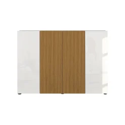 Scarpiera Bianco Lucido Marrone Rovere 10 Ripiani 40 Paia 160x34x115h cm, 4 Ante - Palasio