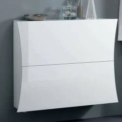 Scarpiere > Dmora Scarpiera 16 Paia 2 Ante 101x27x82h cm, 4 Vani - Kronos Bianco Lucido