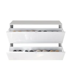 Scarpiere > Dmora Scarpiera 20 Paia 2 Ante 110x25x75h cm, Anta a Ribalta - Lovero Bianco Lucido