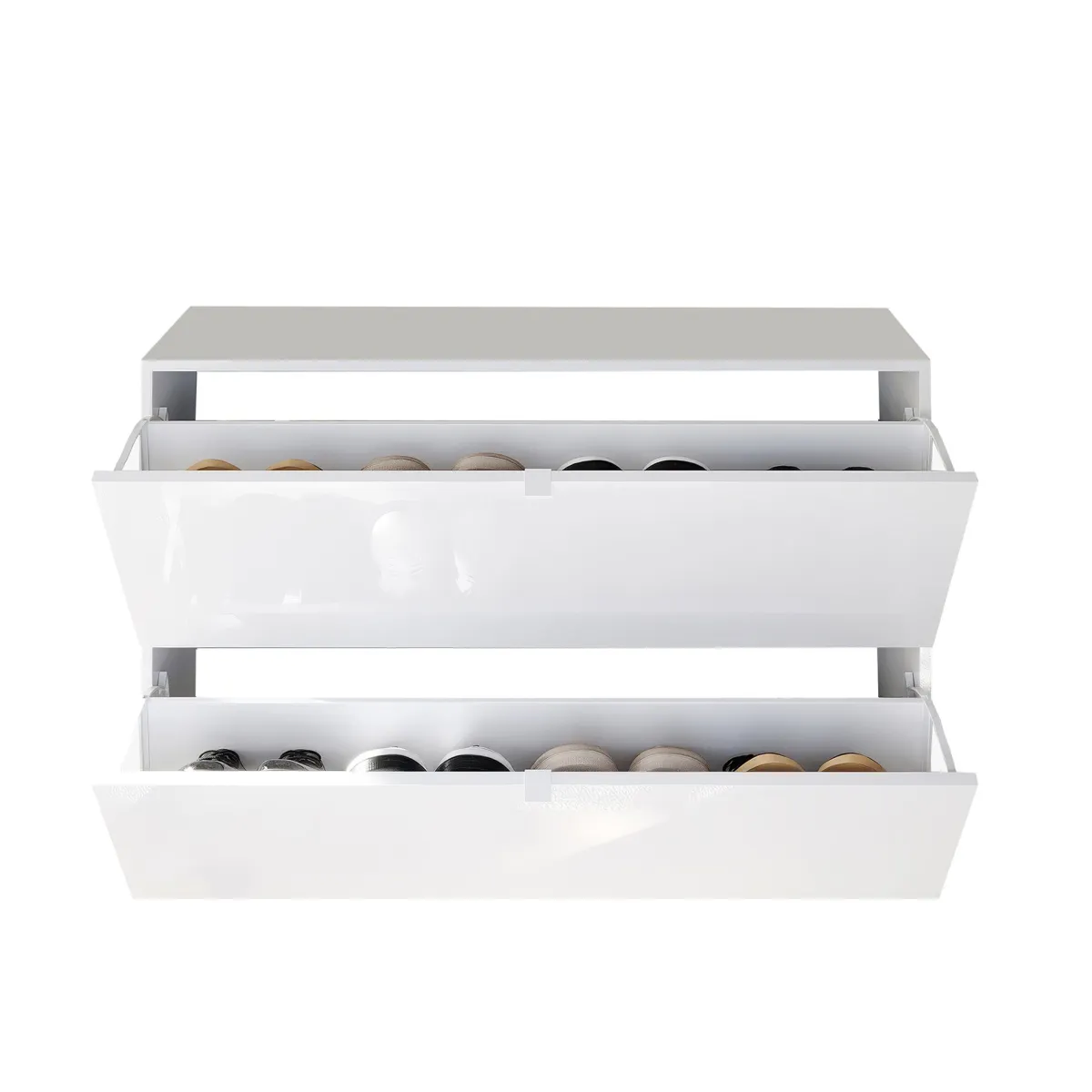 Scarpiere > Dmora Scarpiera 20 Paia 2 Ante 110x25x75h cm, Anta a Ribalta - Lovero Bianco Lucido