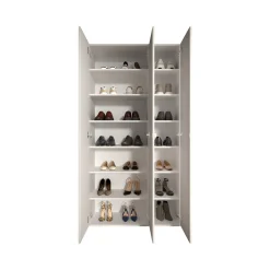 Scarpiere > Dmora Scarpiera 12 Ripiani 28 Paia 95x35x186h cm, 14 Vani - Pertiche Bianco Lucido