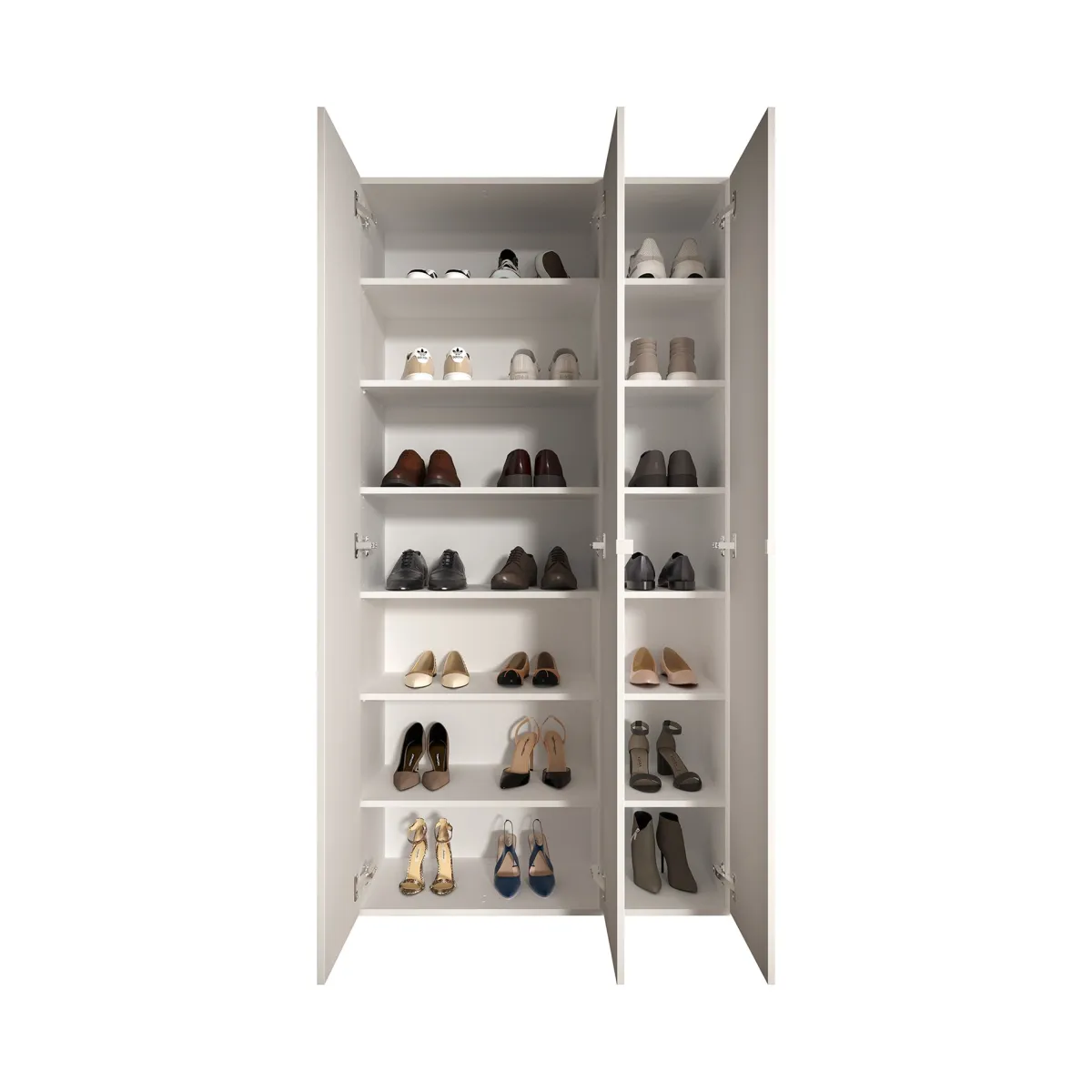 Scarpiere > Dmora Scarpiera 12 Ripiani 28 Paia 95x35x186h cm, 14 Vani - Pertiche Bianco Lucido