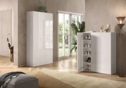 Scarpiere > Dmora Scarpiera 12 Ripiani 28 Paia 95x35x186h cm, 14 Vani - Pertiche Bianco Lucido