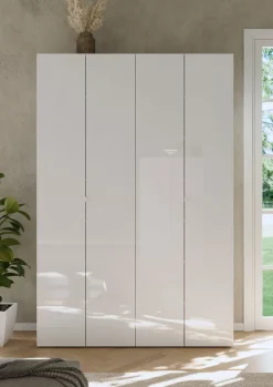 Scarpiera Bianco Lucido 12 Ripiani 42 Paia 126x35x186h cm, 14 Vani - Spessa