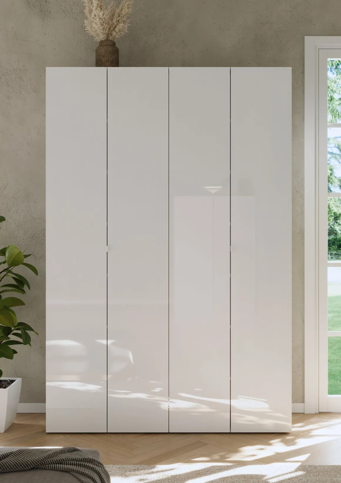 Scarpiera Bianco Lucido 12 Ripiani 42 Paia 126x35x186h cm, 14 Vani - Spessa