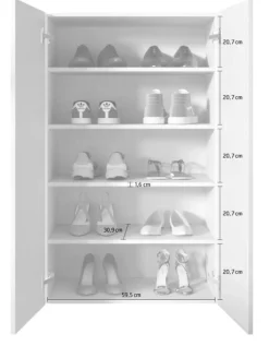 Scarpiere > Dmora Scarpiera 5 Ripiani 20 Paia 72.5x36x86h cm, 6 Vani - Angitola Bianco Lucido