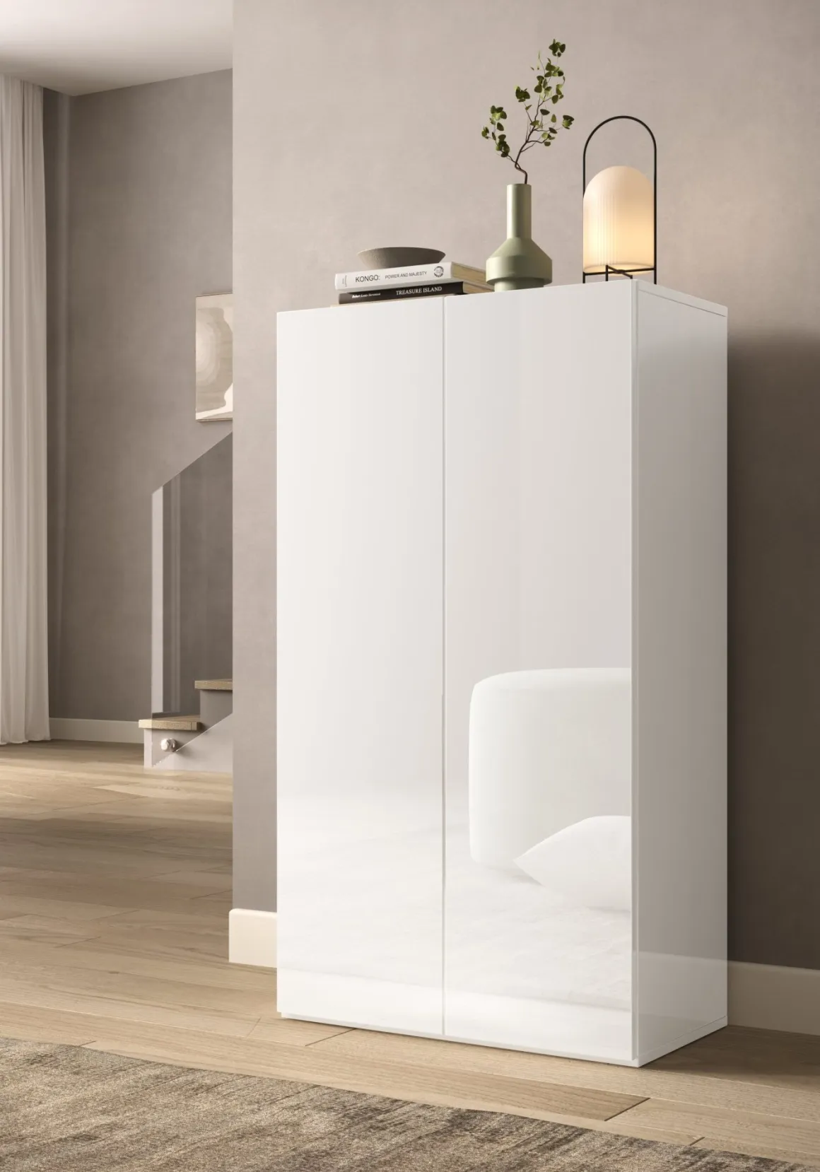 Scarpiere > Dmora Scarpiera 5 Ripiani 20 Paia 72.5x36x86h cm, 6 Vani - Angitola Bianco Lucido