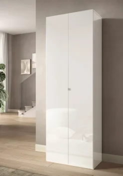 Scarpiera Bianco Lucido 6 Ripiani 21 Paia 63x35x186h cm, 7 Vani - Genuri