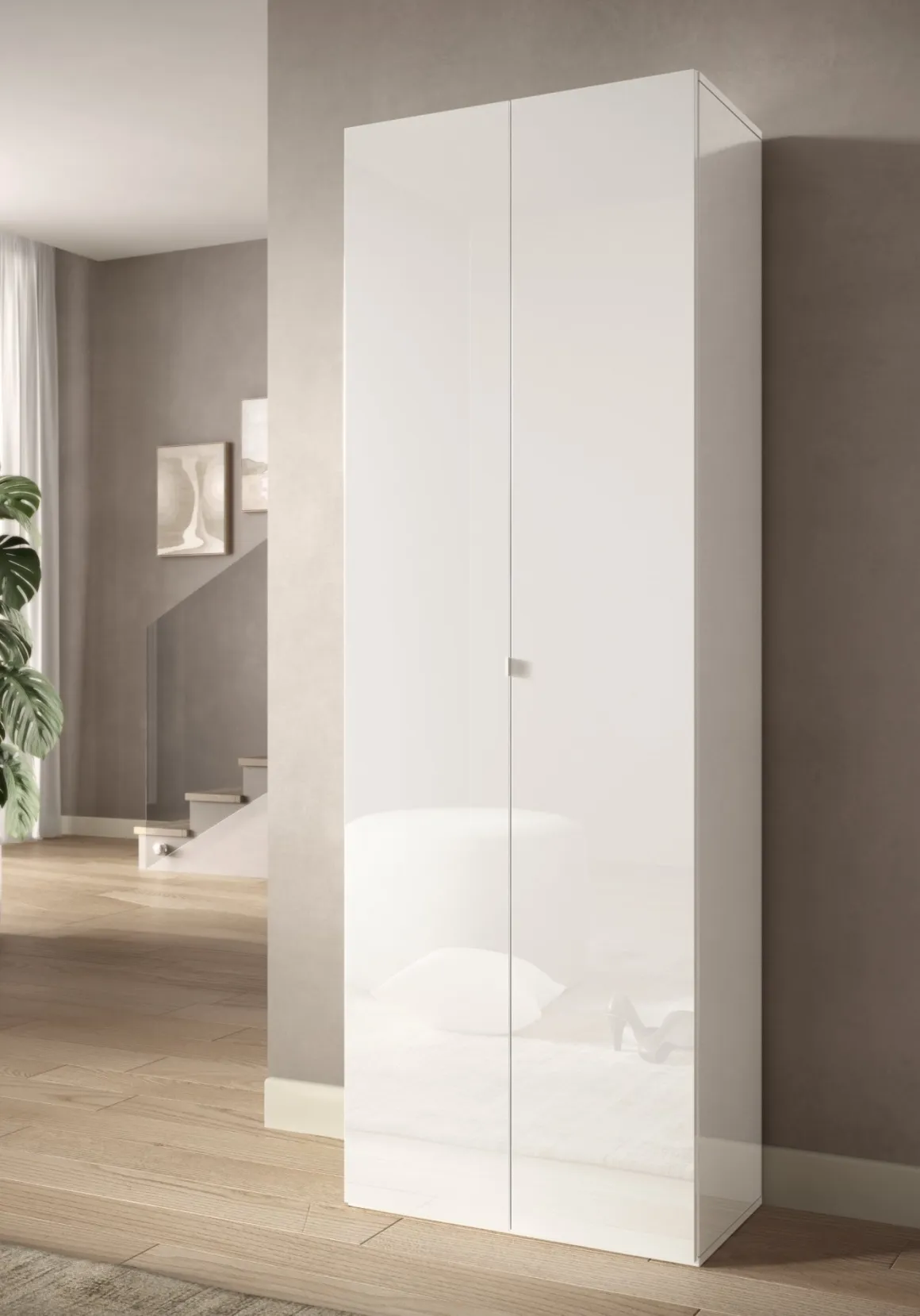 Scarpiera Bianco Lucido 6 Ripiani 21 Paia 63x35x186h cm, 7 Vani - Genuri