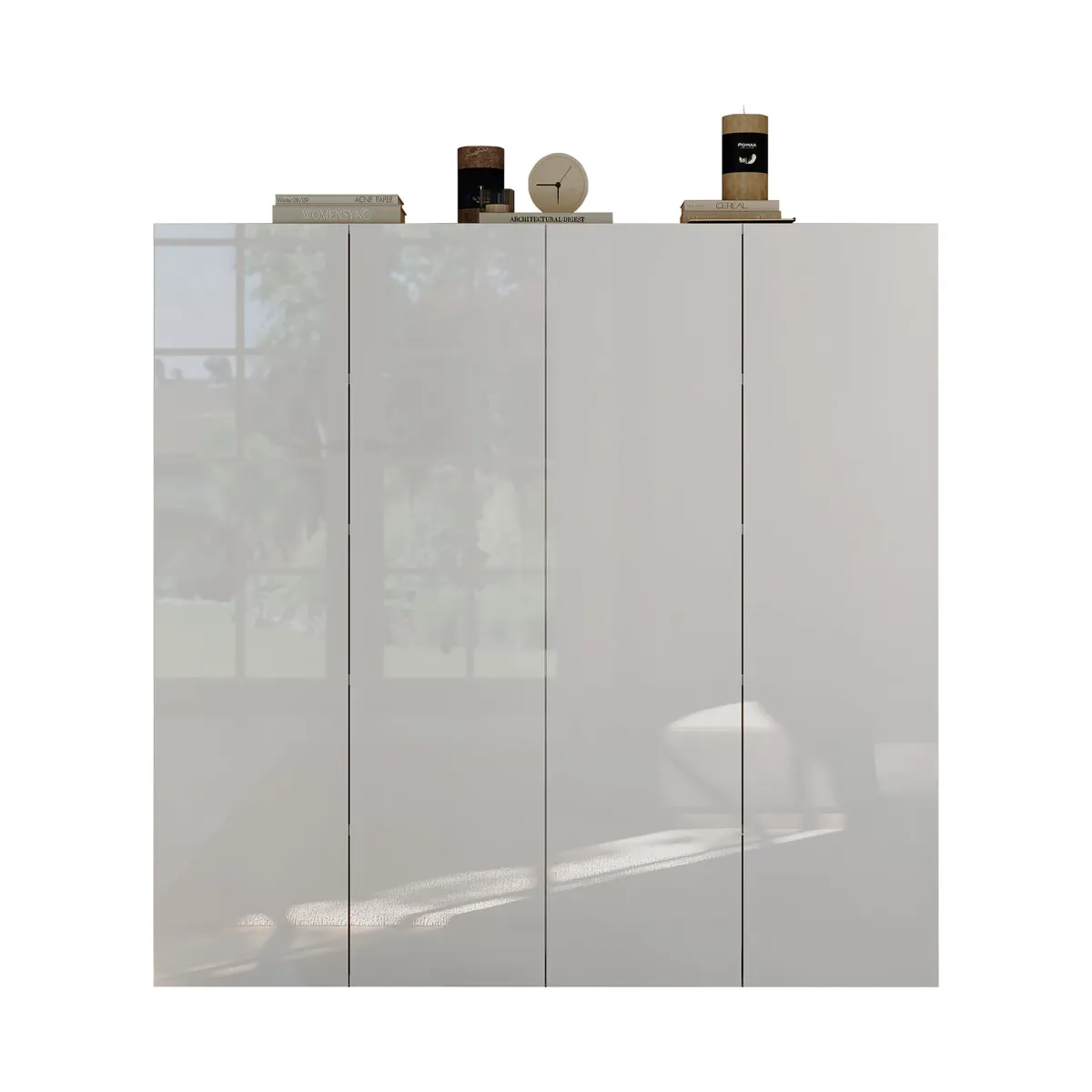 Scarpiere > Dmora Scarpiera 8 Ripiani 30 Paia 126x35x116h cm, 10 Vani - Cono Bianco Lucido