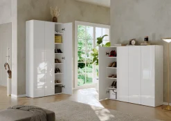 Scarpiere > Dmora Scarpiera 8 Ripiani 30 Paia 126x35x116h cm, 10 Vani - Cono Bianco Lucido