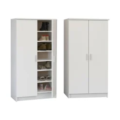 Scarpiera Bianco Opaco Modulabile 12 Ripiani 55x35x108h cm, 4 Ante - Abram