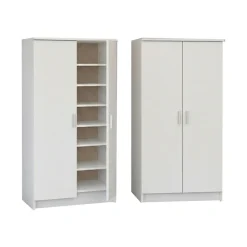 Scarpiera Bianco Opaco Modulabile 12 Ripiani 55x35x108h cm, 4 Ante - Abram