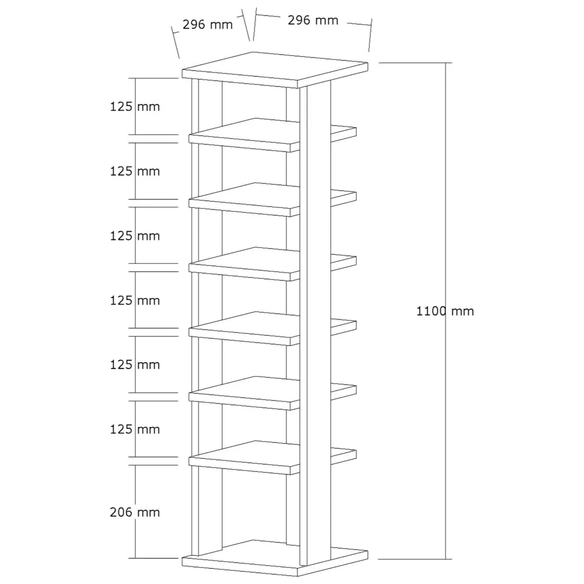 Scarpiere > Dmora Scarpiera 8 Paia 8 Ripiani 30x30x110h cm, 7 Vani - Soddi Bianco