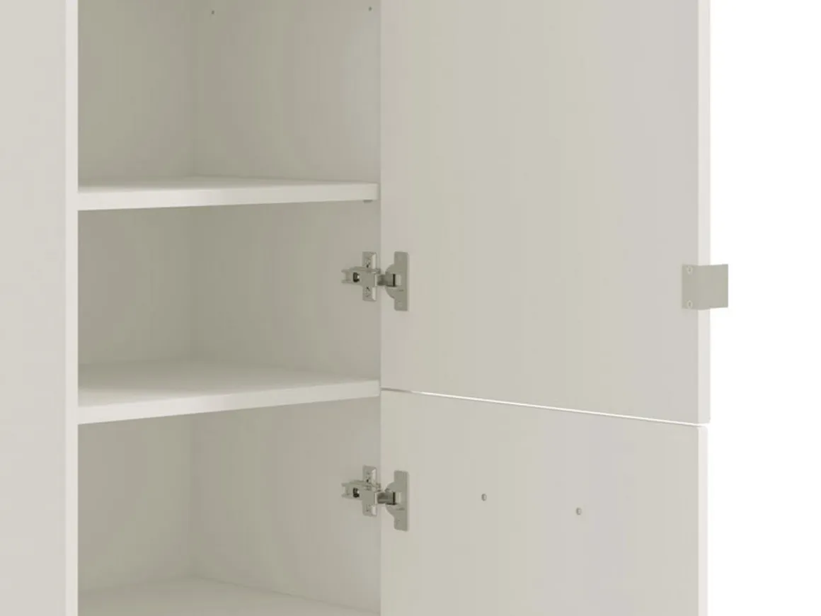Scarpiera Bianco 8 Ripiani 2 Ante 46.5x37.5x199h cm, con Specchio - Scido