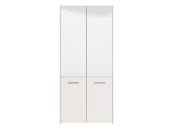 Scarpiera Bianco 8 Ripiani 4 Ante 89.5x37.5x199h cm, con Specchio - Trabia