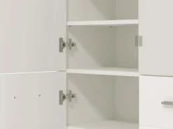 Scarpiera Bianco 8 Ripiani 4 Ante 89.5x37.5x199h cm, con Specchio - Trabia