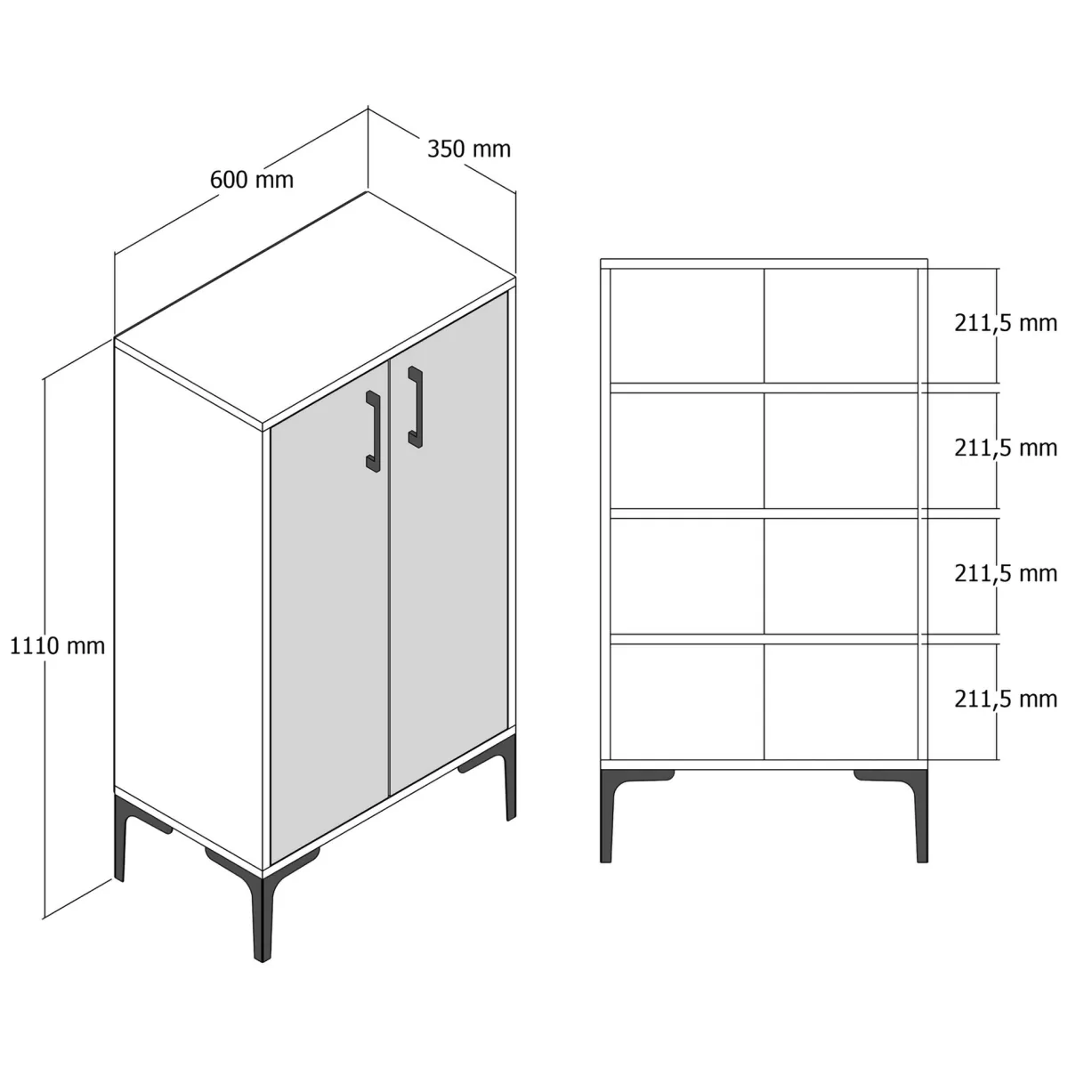 Scarpiere > Dmora Scarpiera 4 Ripiani 8 Paia 60x35x111h cm, 2 Ante - Cavalieri Bianco